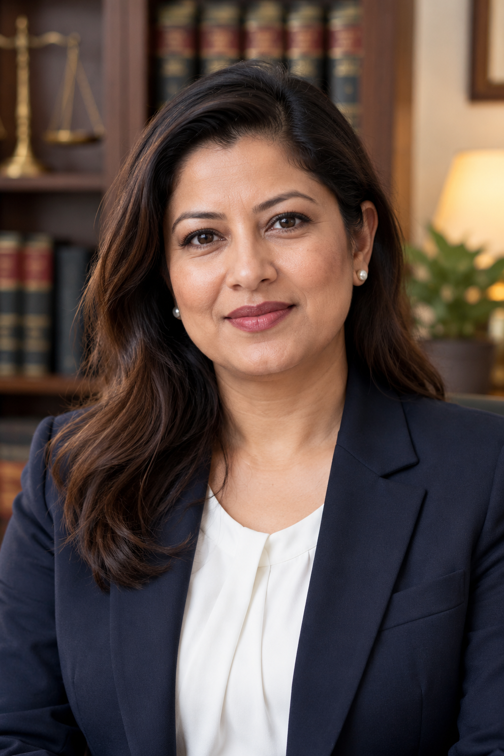 Fictional portrait of a senior Nepali woman advocate