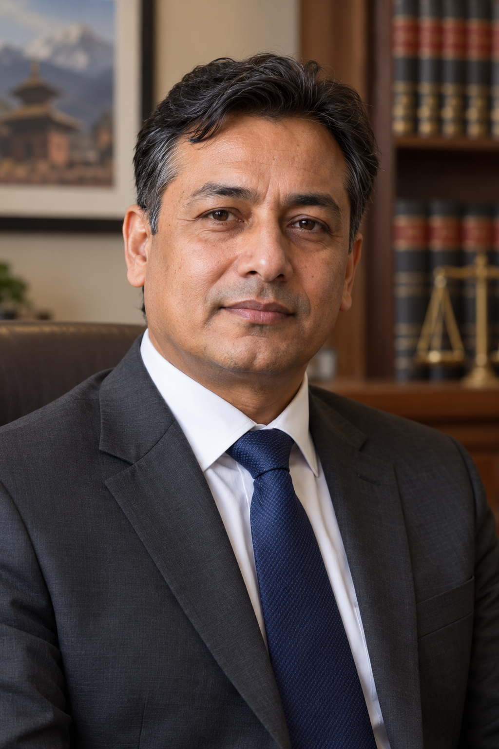 Fictional portrait of a Nepali male advocate